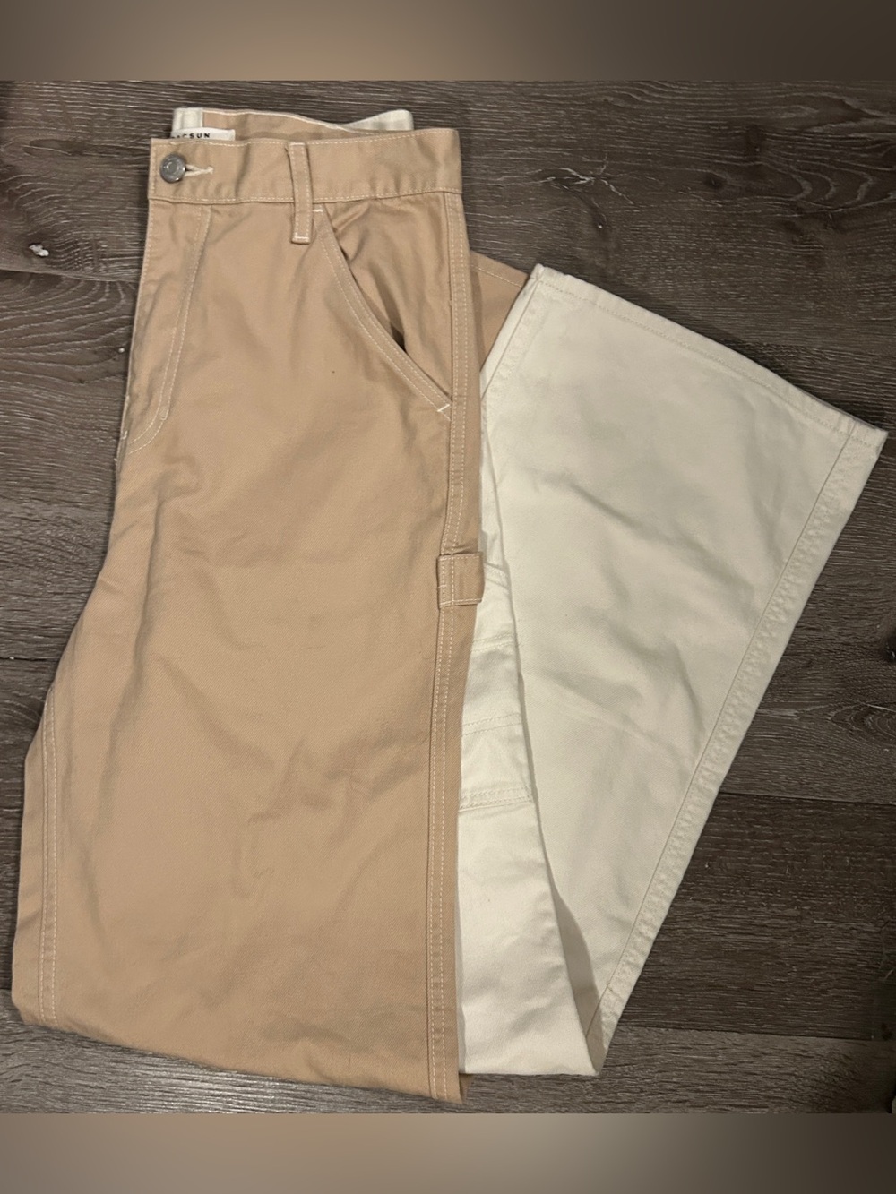 PacSun Two-Tone Khaki and White Carpenter Pants